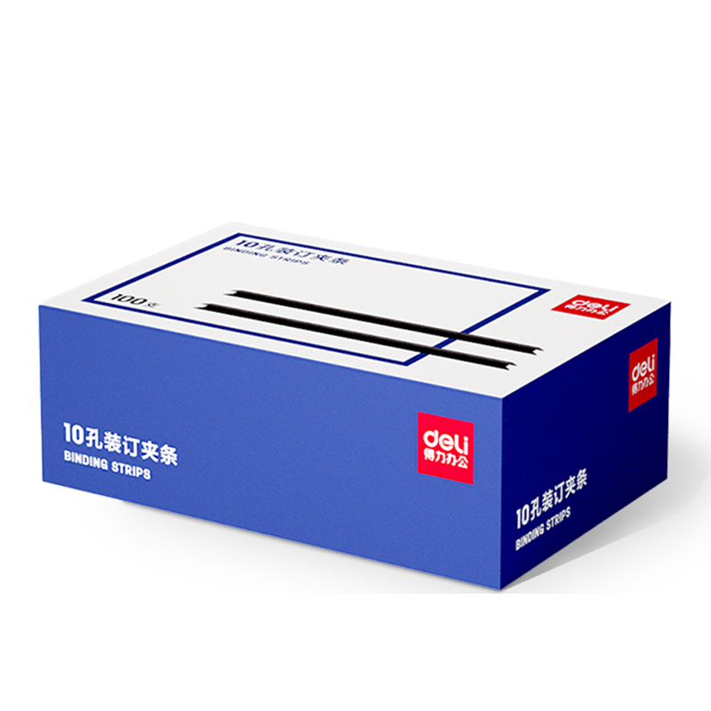 得力3831-10孔裝訂夾條(黑)300*20mm(100支/盒)
