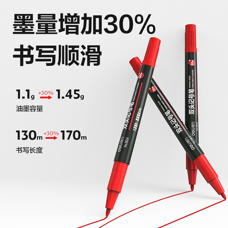 得力思達6824小雙頭記號筆(紅)(支)