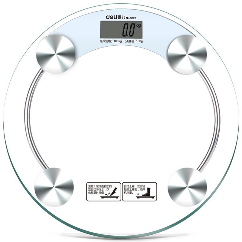 得力9028電子健康秤(透明)(臺(tái))Φ330×8mm