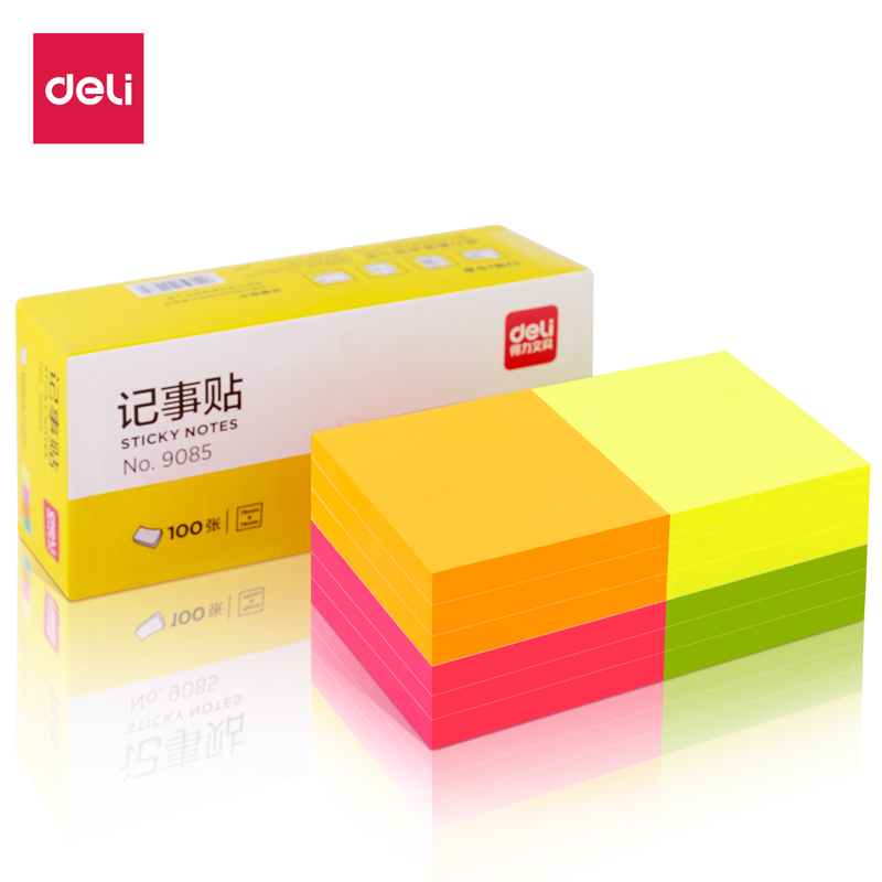得力9085純優(yōu)記事貼76*76mm100張(混)(袋)
