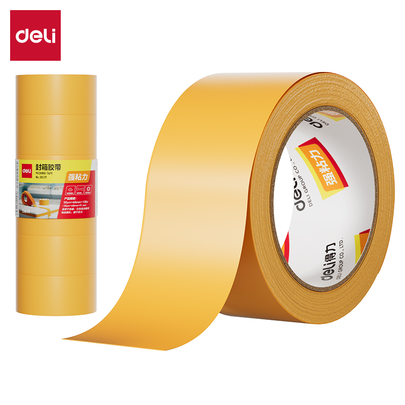 得力30239米黃封箱膠帶48mm*100y*50um(米黃色)(6卷/筒)
