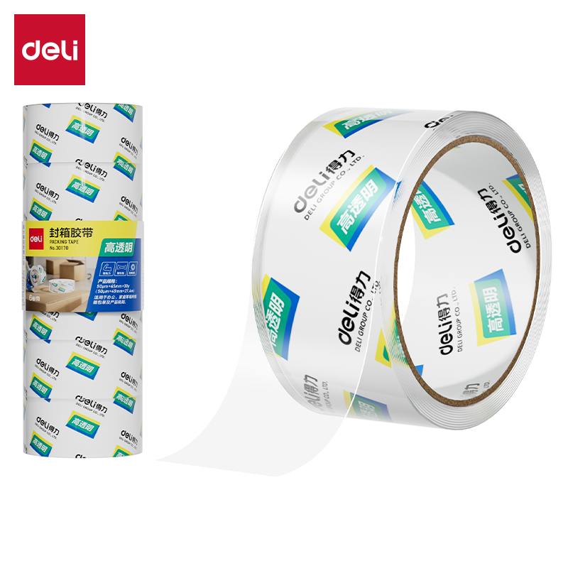 得力30170封箱膠帶45mm*30y*50um(6卷/筒)(高透)