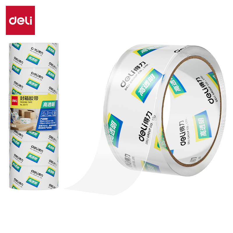 得力30171封箱膠帶45mm*40y*50um(6卷/筒)(高透)