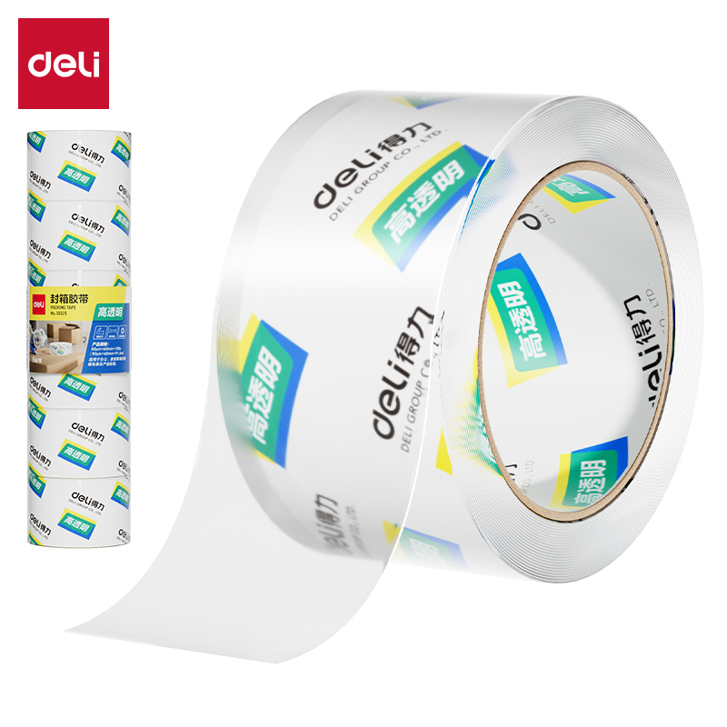 得力30325封箱膠帶60mm*100y*50um(6卷/筒)(高透)