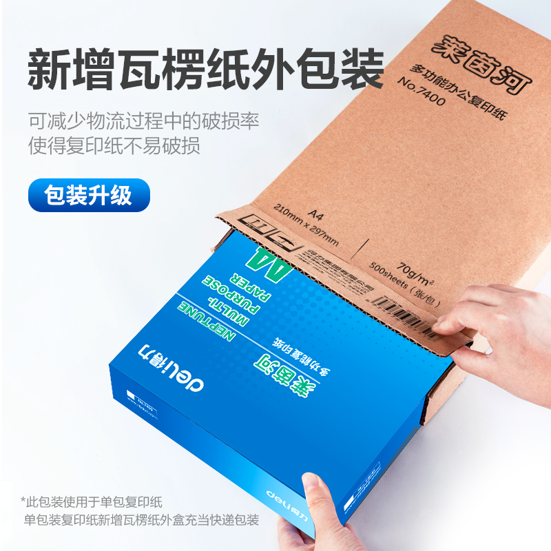 得力7400萊茵河復印紙A4_70g_1包(藍色包裝)(包)