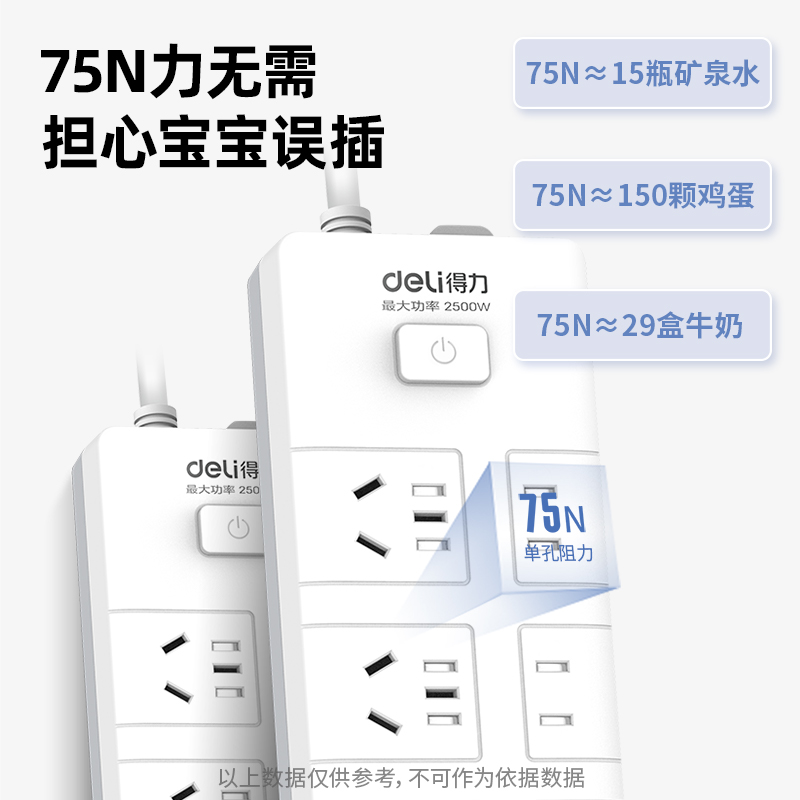 得力27001延長線插座套裝(白)