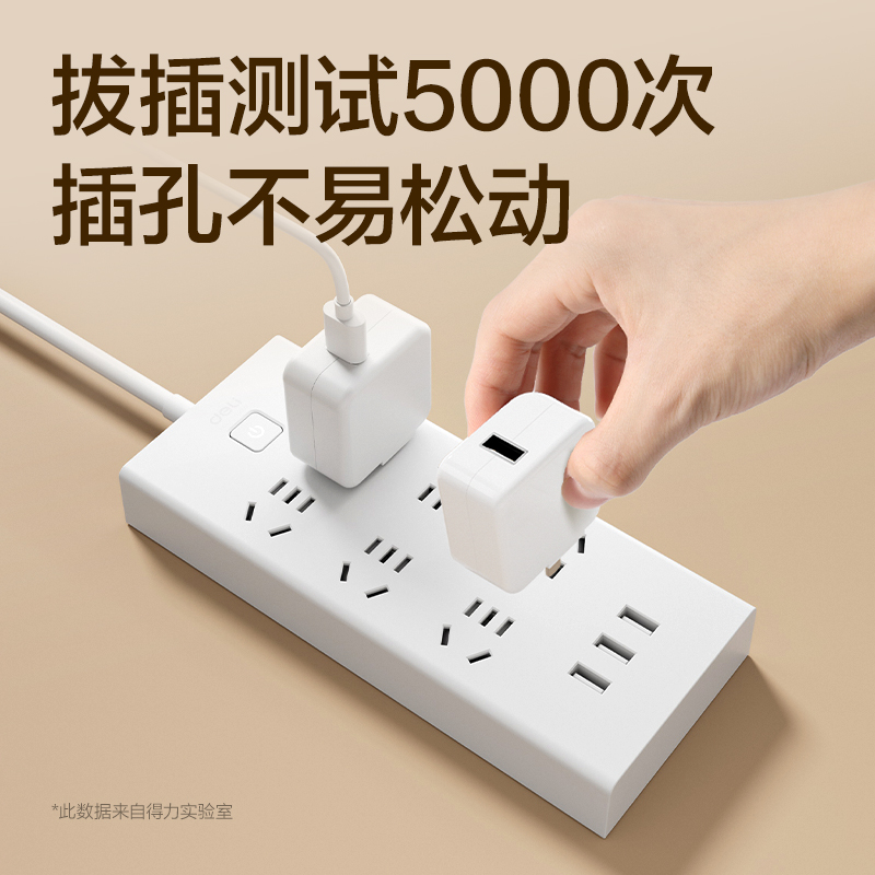 得力27080插座_6組+3A_2米_彩盒(白)(個)