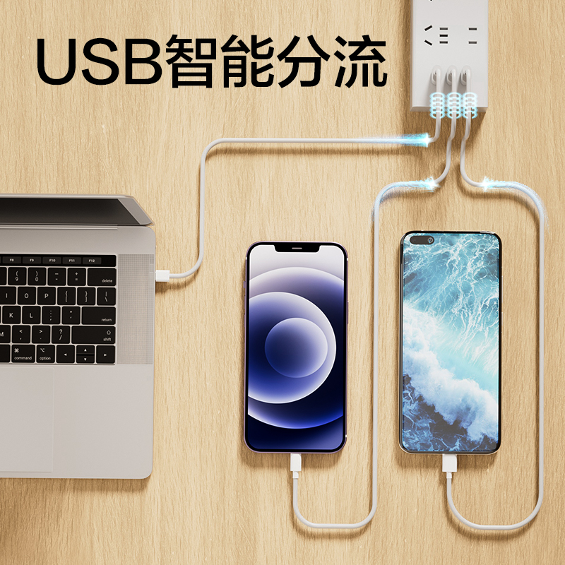 得力18281插座_2+2+3A_2米_彩盒(白)(個(gè))