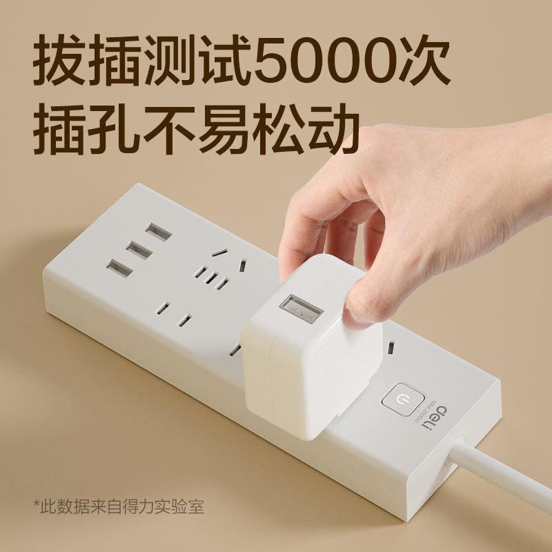 得力18283插座_3+3+3A_2米_彩盒(白)(個)
