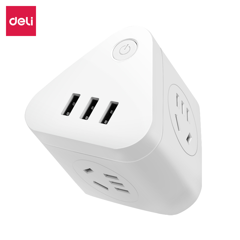 得力18322轉換器_3組+3U_彩盒裝(白)(只)
