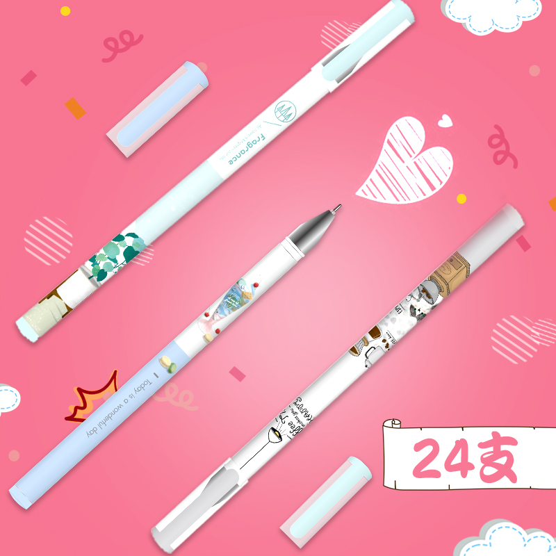 得力33336學(xué)生中性筆0.35mm全針管(黑)(24支/桶)