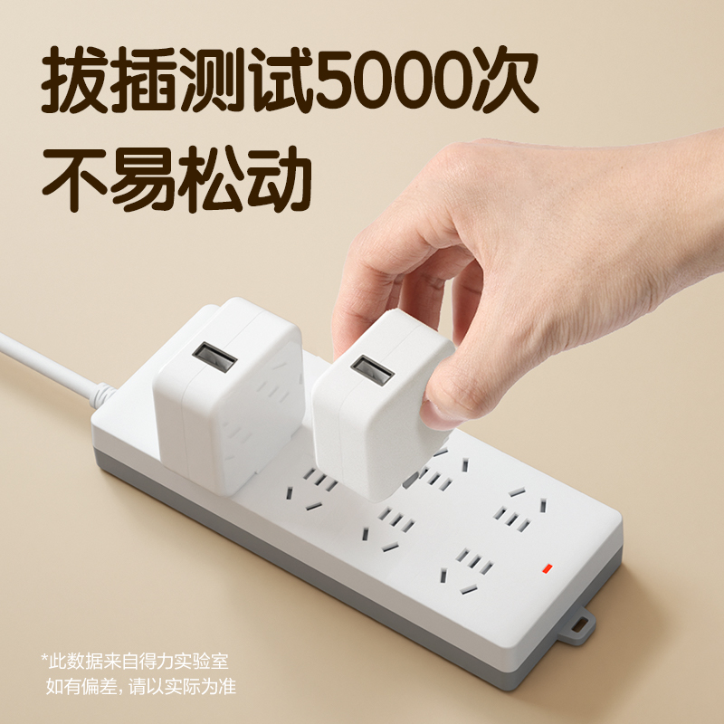 得力18262-02插座_8組_2米_PVC袋裝(白)(只)