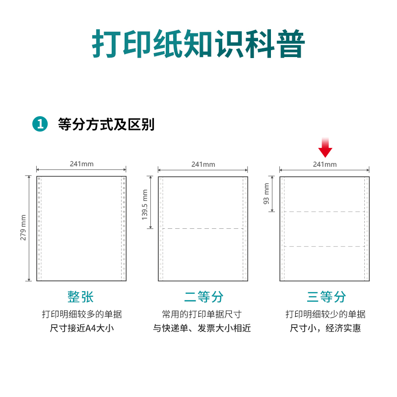 得力木尚M241-1電腦打印紙(1/3白色不撕邊)(800頁(yè)/盒)