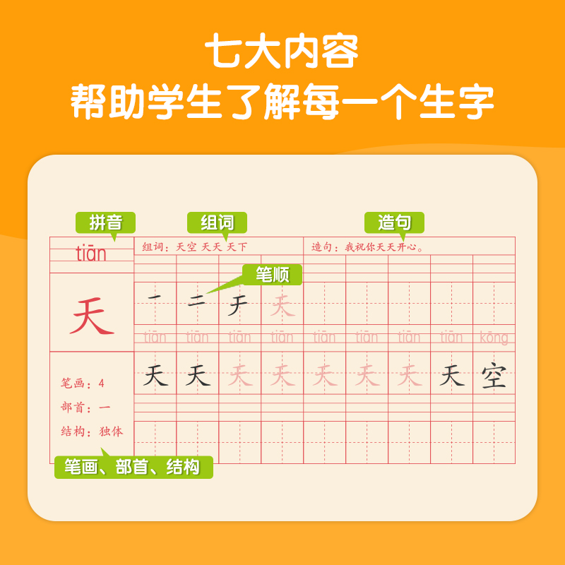 得力HW311-1一年級(jí)上冊(cè)生字描紅本(藍(lán)綠色)(本)