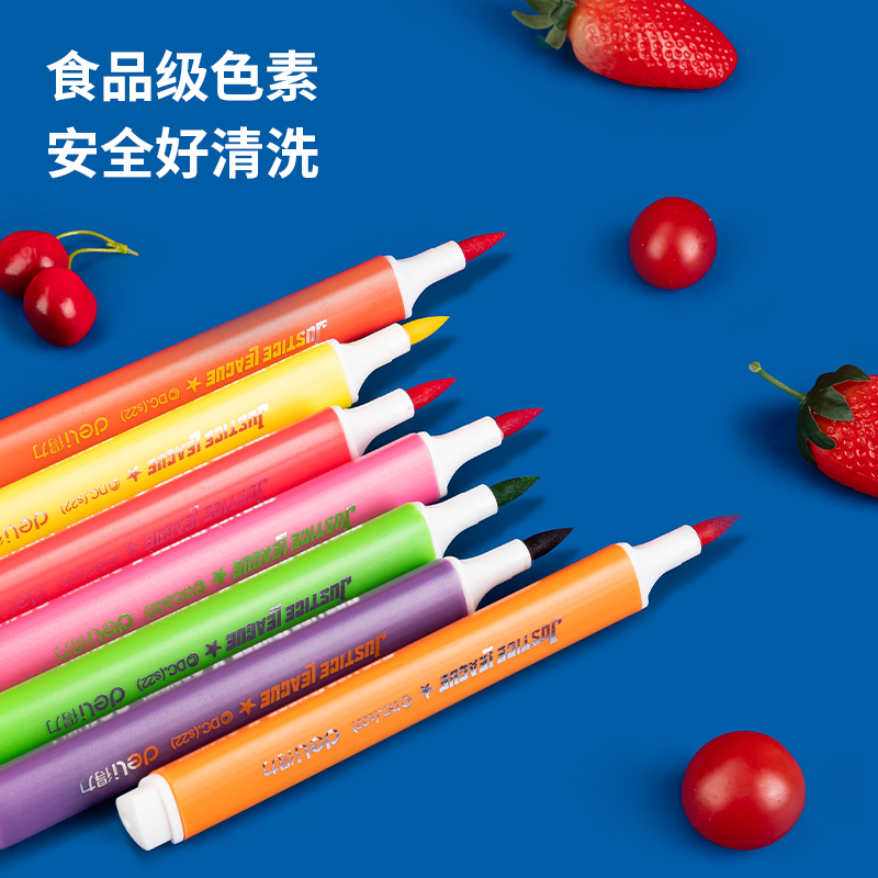 得力HM513-48_PP盒裝正義聯(lián)盟粗三角桿食品級軟頭水彩筆(混)(盒)