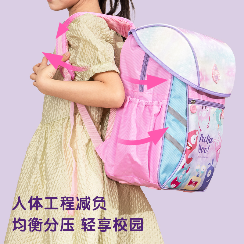 得力BB112磁吸蓋頭小惡魔款卡通2210系列藍學生書包(藍)(個)