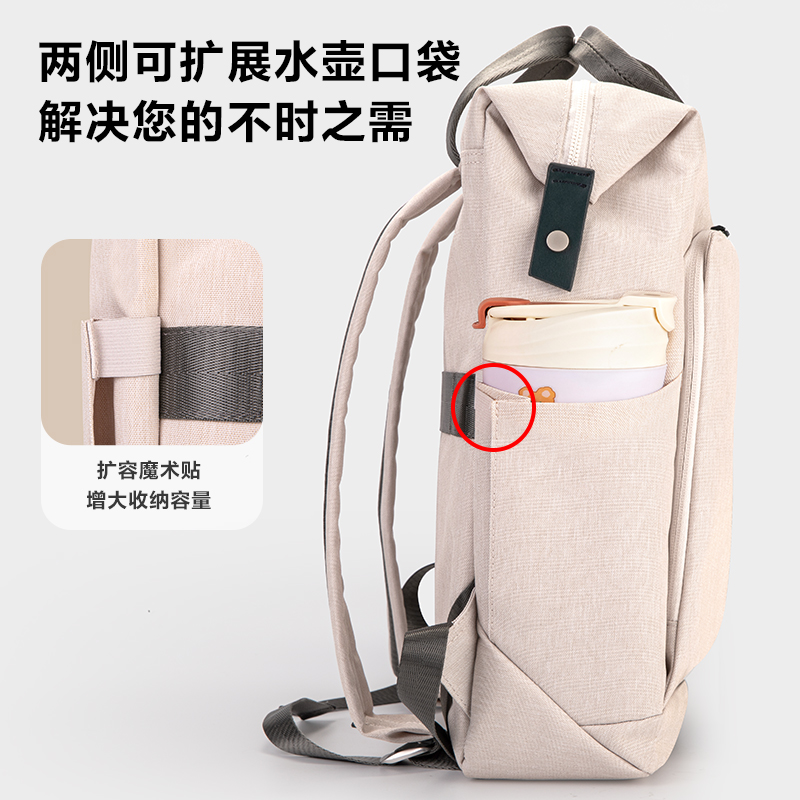 紐賽NS413 POUCHIO系列時尚通勤系列雙肩包淺灰(淺灰)(個)