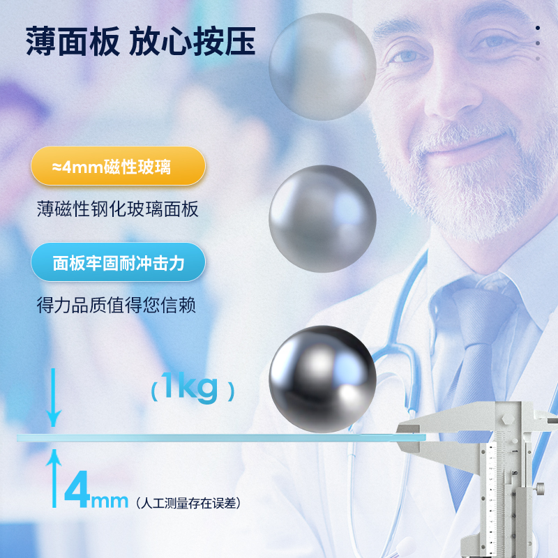 得力MZ104全屏玻璃白板1000*2000mm(白)(塊)