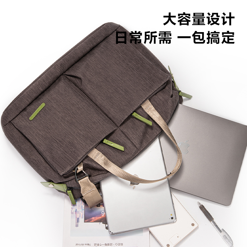 得力NS412 POUCHIO系列時尚通勤大容量橫款電腦包(深灰)(個)