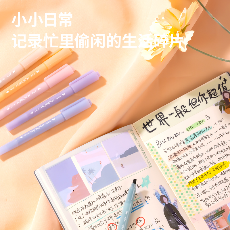 得力SK116柔彩熒光筆海鹽色系(混)(盒)