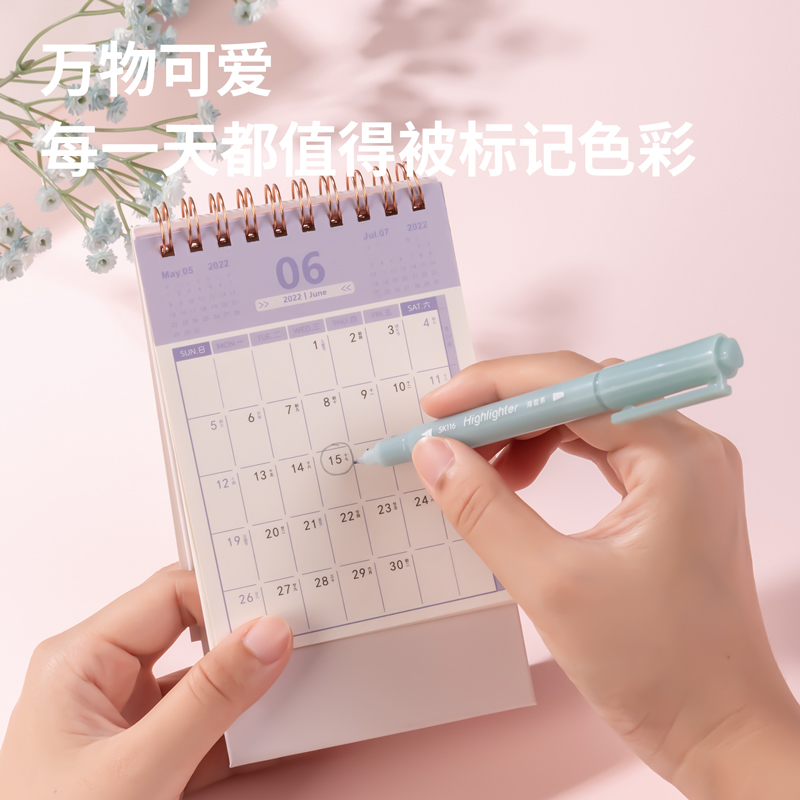 得力SK116柔彩熒光筆海鹽色系(混)(盒)