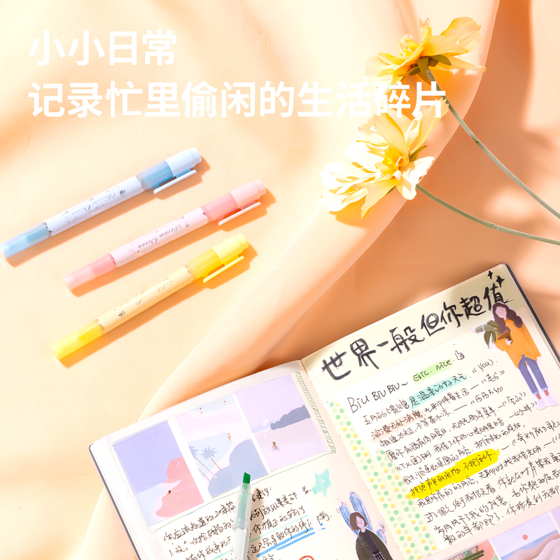 得力SK117柔彩熒光筆馬卡龍色系(混)(盒)