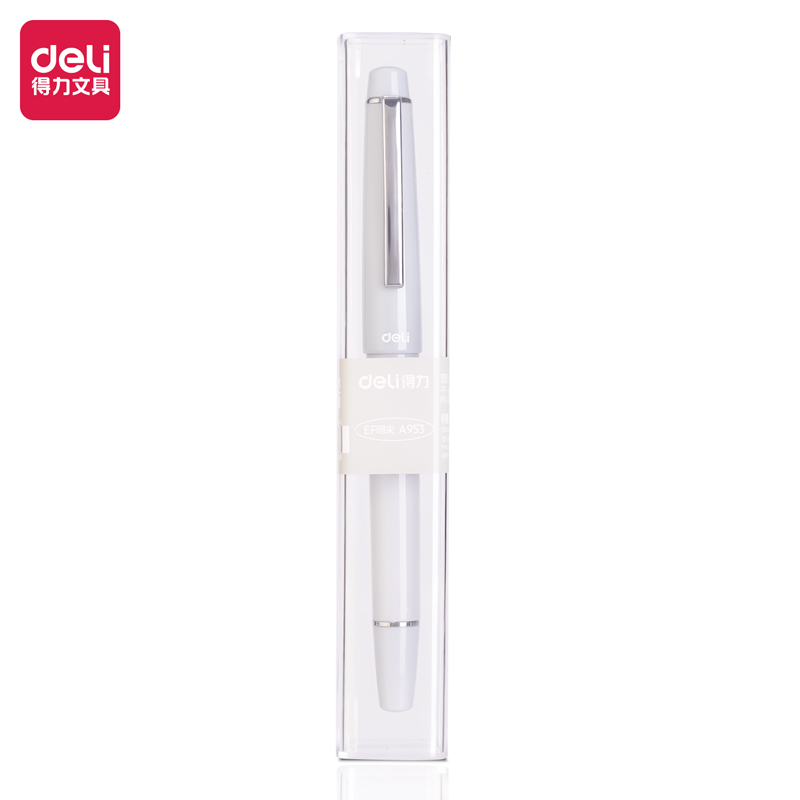 得力A953學(xué)生鋼筆EF明尖(素銀灰)(1筆/盒)