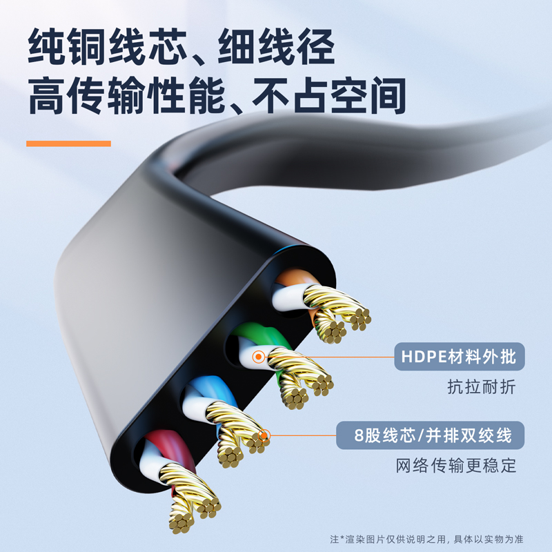 得力LC218六類扁線(黑)(條)