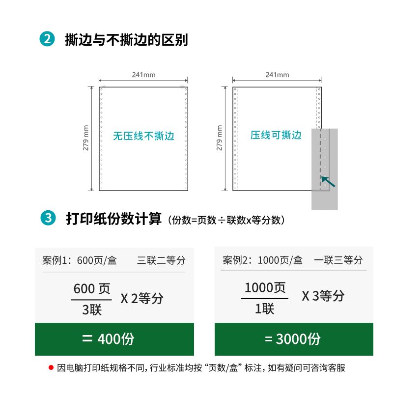 得力剛果河GH241-2電腦打印紙(1/3S白色撕邊)(1000頁/盒)