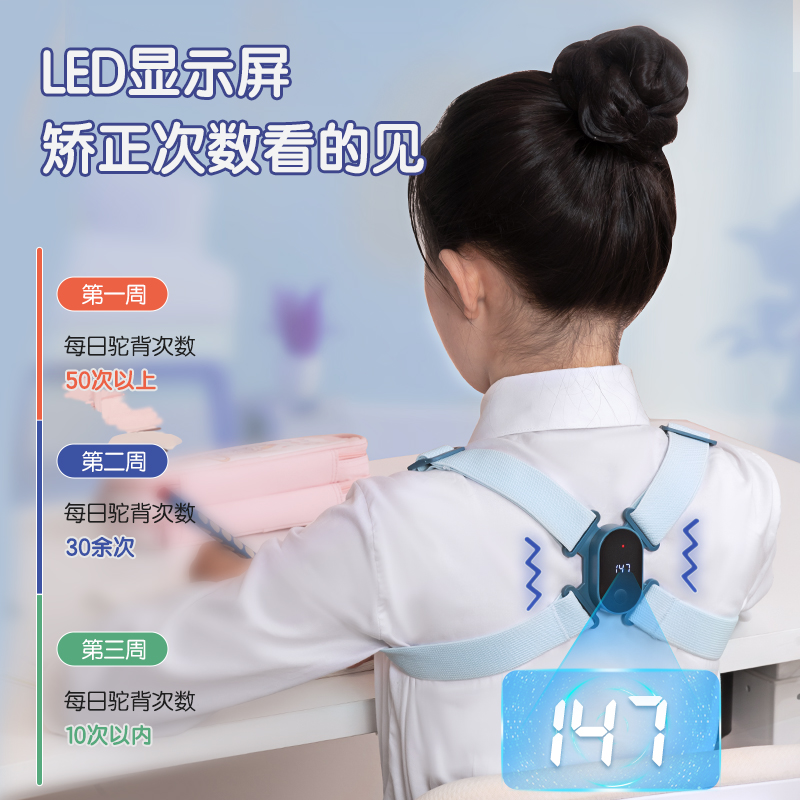 得力YX112智能矯姿背帶(藍)(盒)