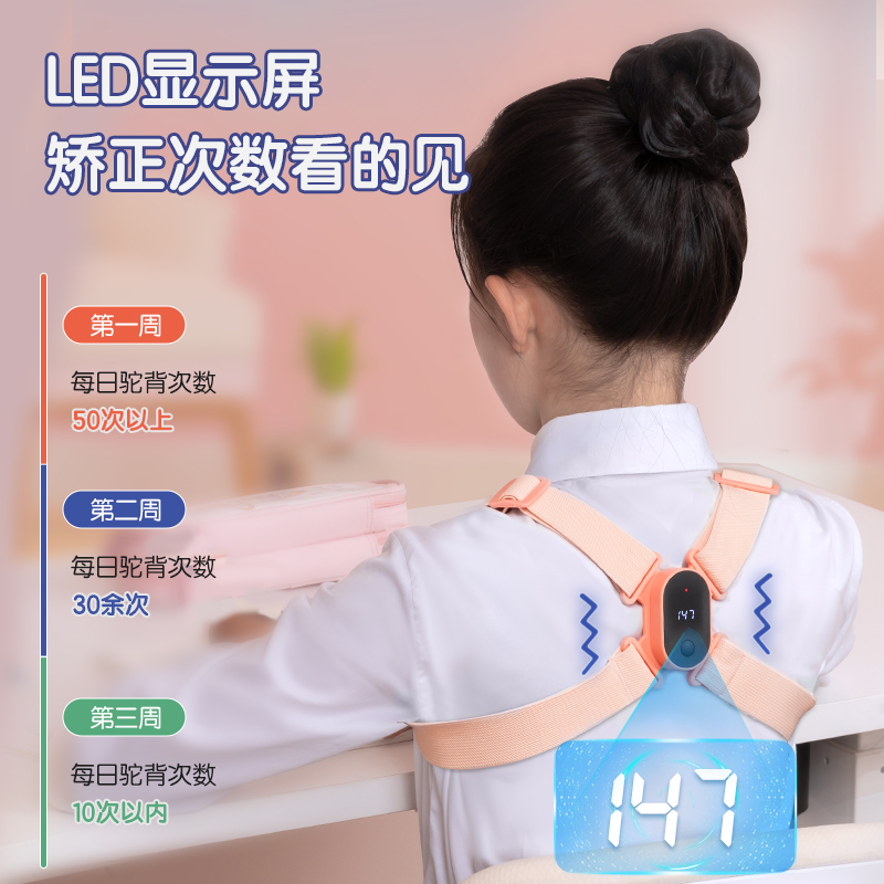 得力YX112智能矯姿背帶(粉)(盒)