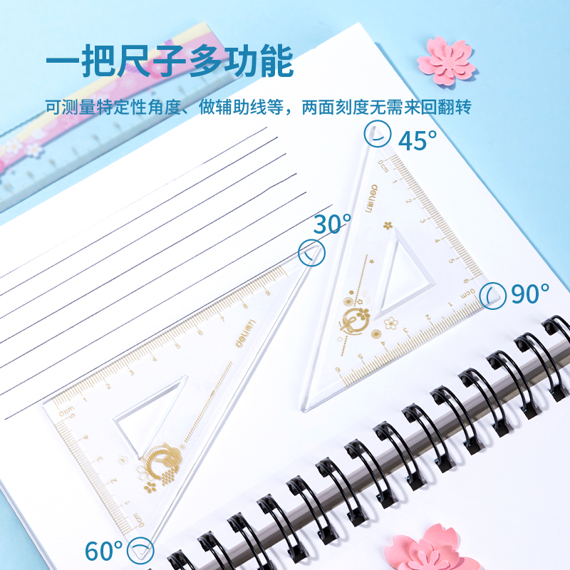 得力VC114光櫻下3櫻花15cm易拾取套尺(粉)(套)