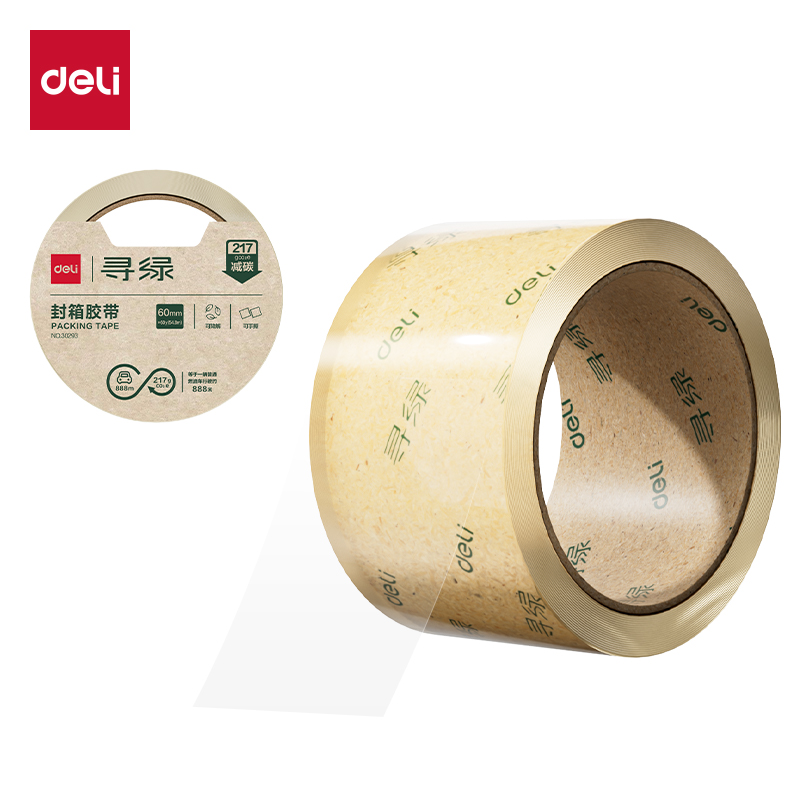 得力30293纖維素膜壓敏膠粘帶60mm*60y*50μm(透明)(1卷/筒)