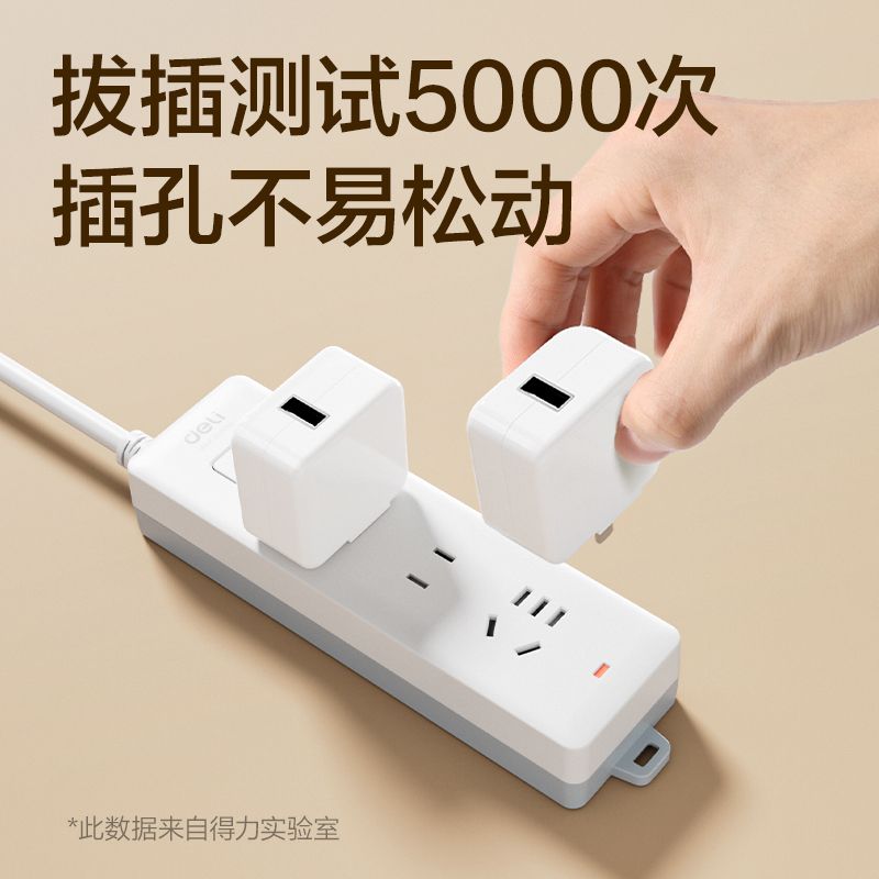 得力18173(1.8)皓白系列插座_2+1_1.8米_PE袋(白)(個)