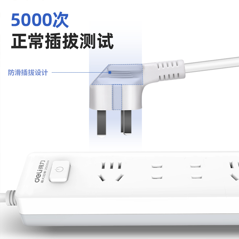 得力18163(1.8)皓白系列插座_2+2_1.8米_PE袋(白)(個)