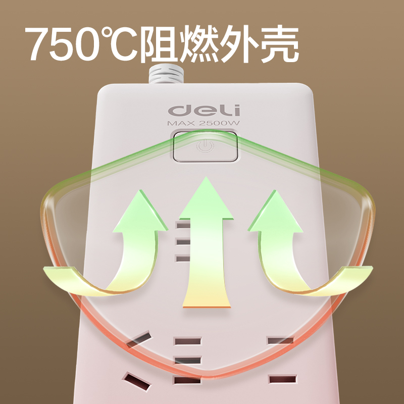 得力18169(1.8)皓白系列插座_3+3組_1.8米_PE袋(白)(個)