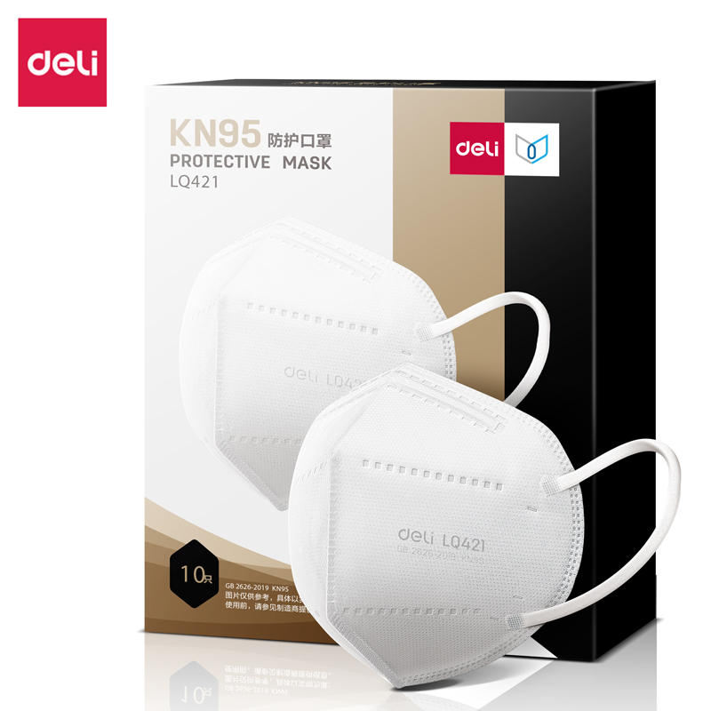 得力LQ421KN95口罩(100盒/箱）(白10只裝)(盒)