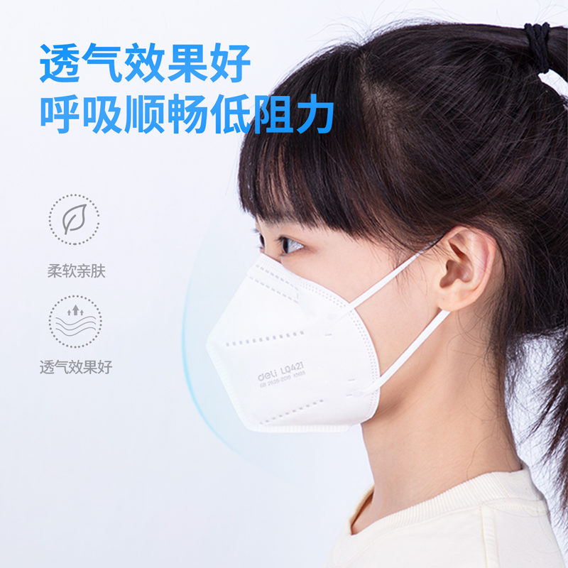 得力LQ421KN95口罩(100盒/箱）(白10只裝)(盒)