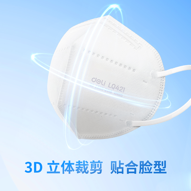 得力LQ421KN95口罩(100盒/箱）(白10只裝)(盒)