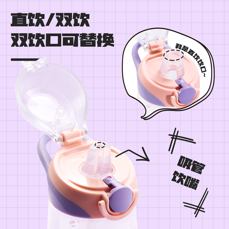 得力LL304多彩隨手杯(530mL)(彩盒裝)(彈蓋雙飲口)(混)(個)