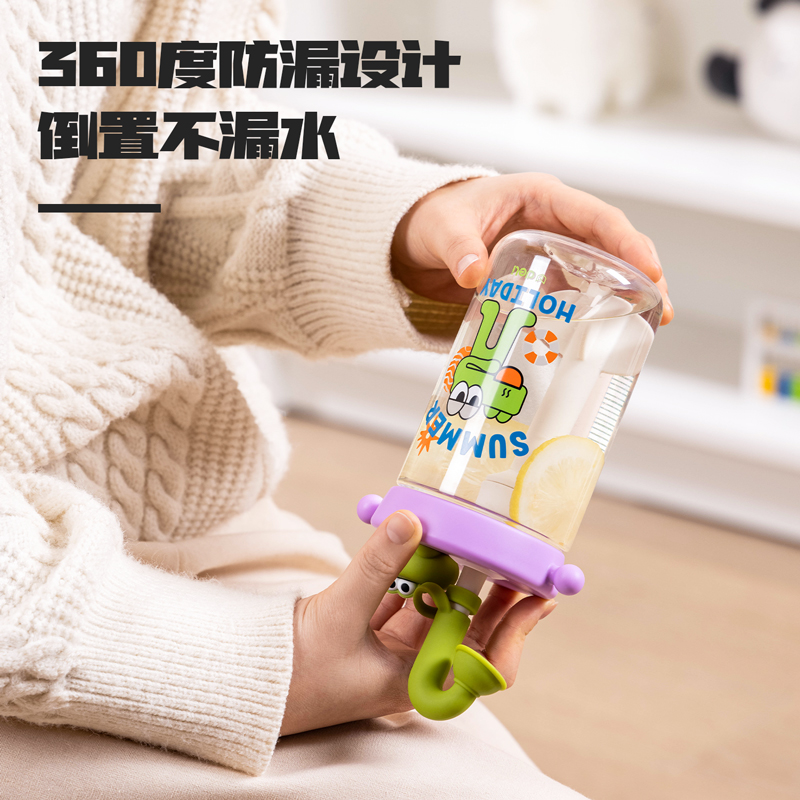 得力LL302小章魚潮萌吸吸杯(530mL)(彩盒裝)(橙)(個)