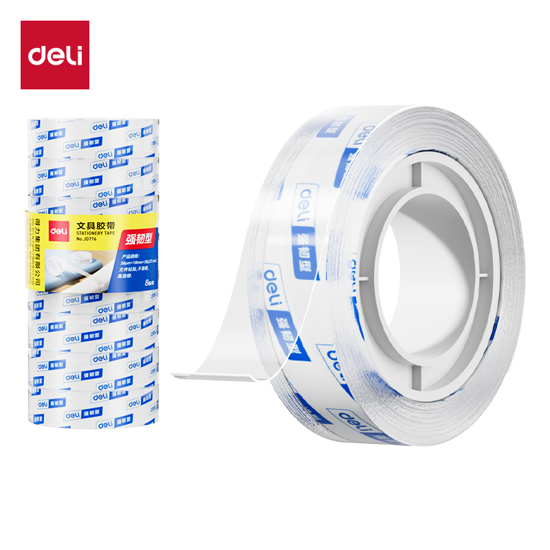 得力JD776強(qiáng)韌型文具膠帶18mm*30y*38μm(高透)(8卷/筒)