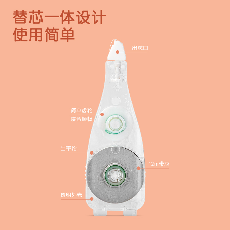 得力VR12TX按動(dòng)筆形修正帶替芯(透明本色)(個(gè))