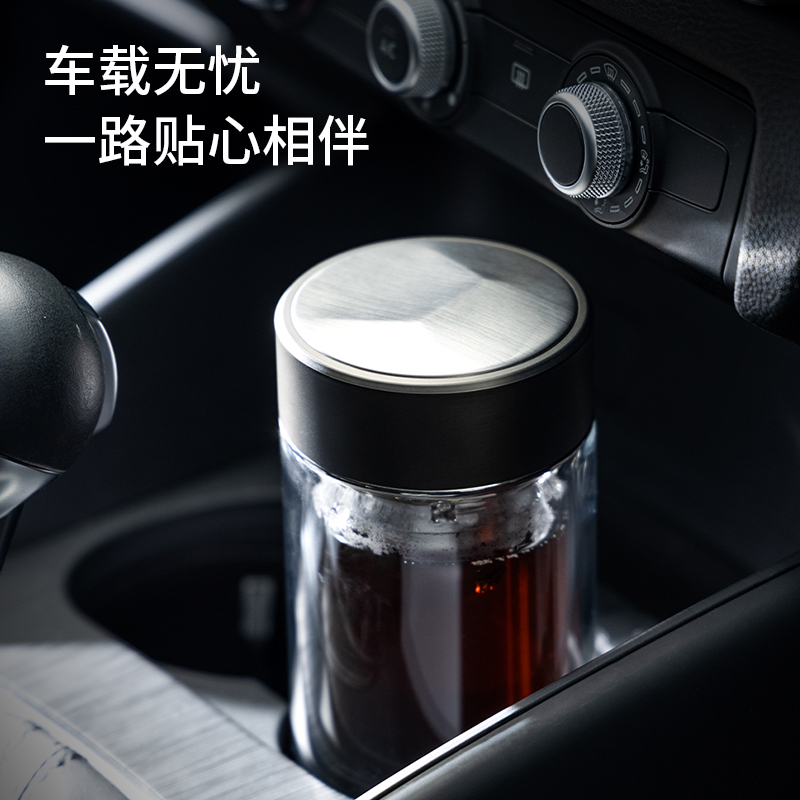 得力LL501雙層玻璃杯(300mL)(提繩禮盒)(灰色)(個(gè))
