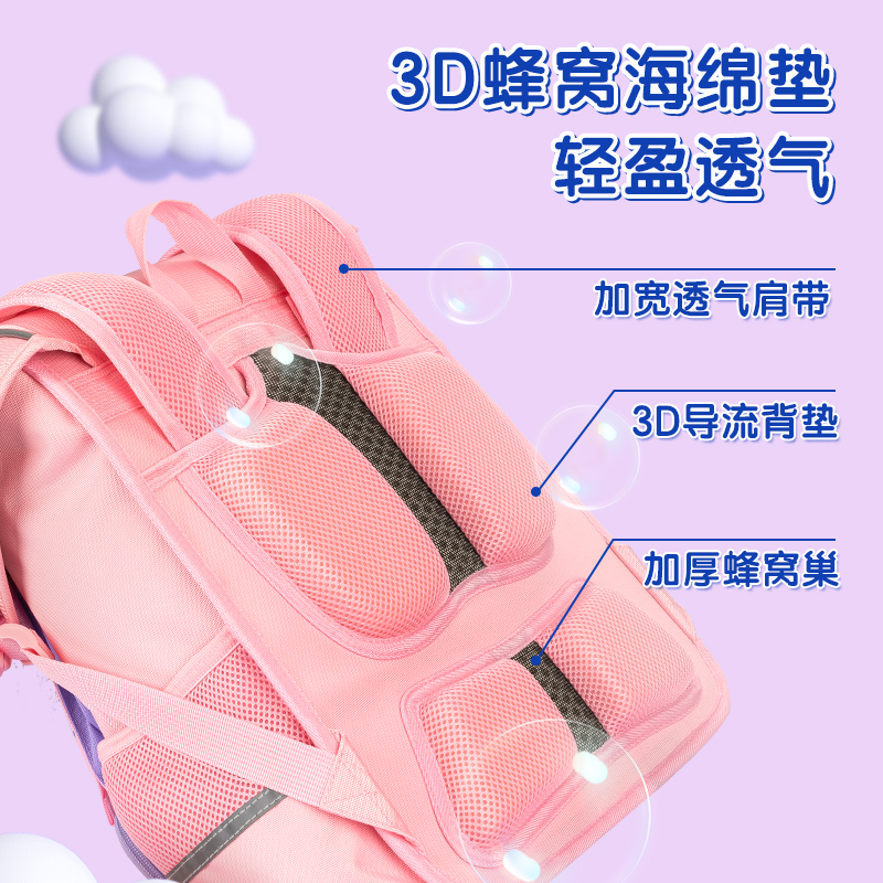 得力BB132簡約系列蓋頭秒開合彈跳后幅書包(粉)(個)