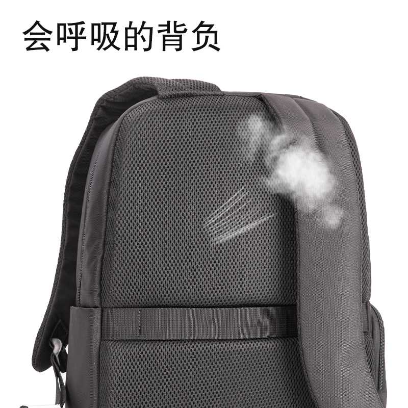 得力BG120高端商務(wù)差旅皮料質(zhì)感雙肩包(黑)(個)