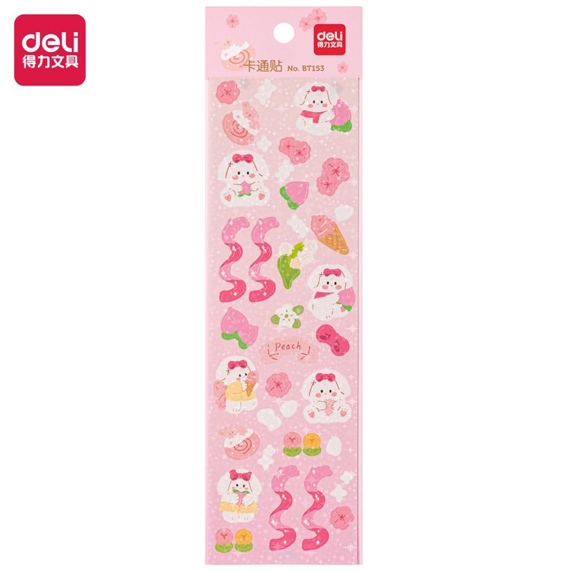 得力BT153卡通貼64*230mm(櫻花兔兔)(袋)