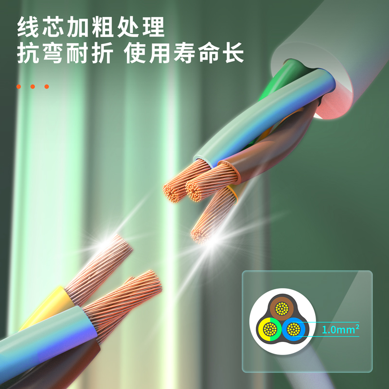 得力LU9052(03)雅白系列延長線插座_8組_3米_PE袋裝(白)(個(gè))
