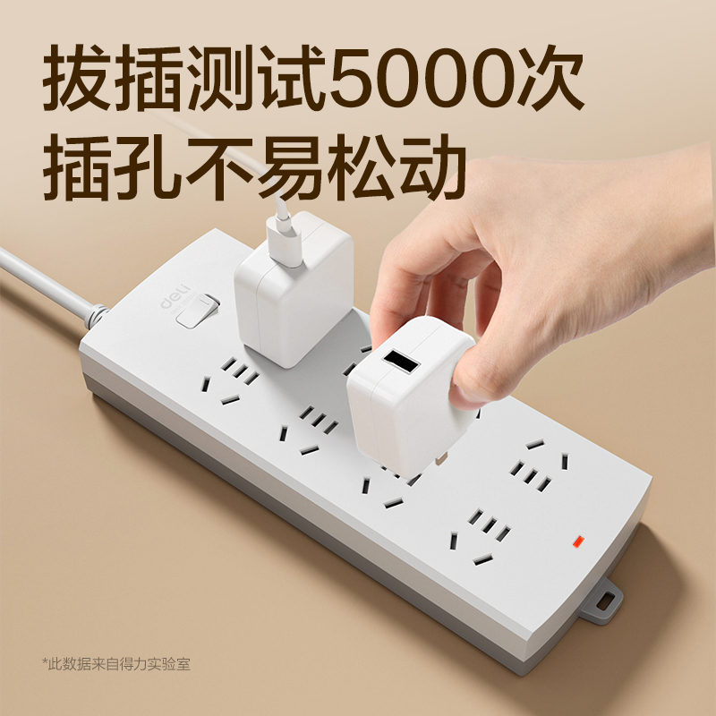 得力3996S(03)延長線插座_8組_3米_(白)(個)