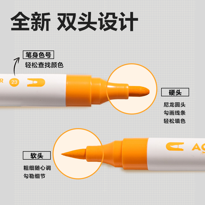 得力HM913-12雙頭丙烯馬克筆(混)(12支/盒)